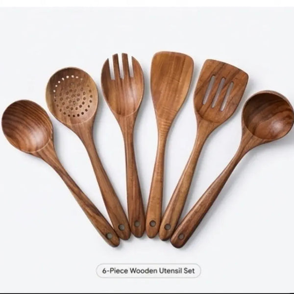 6-Piece Wooden Kitchen Utensils Set